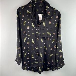 Ann Taylor Factory Sleep Floral Black Women's Top Size S